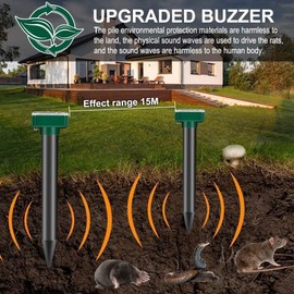 Mole Repellent Solar Powered, Waterproof Vole Chipmunk Repellent Outdoor,Ultrasonic Gopher Repellent for Lawn Garden, Mole Deterrent,Groundhog Repeller, Snake (8 Packs)