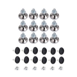 Zueyen Pack of 12 Adjustable Furniture Feet, Metal Furniture Legs, M8 x 40 mm, Levelling Feet with Drive-in Nuts (Black)
