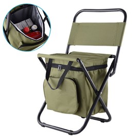 WBTY Outdoor Folding Chairs Portable Camping Stool Backpack Seat with Double Layer Cooler Bag for Hiking Picnics and Fishing