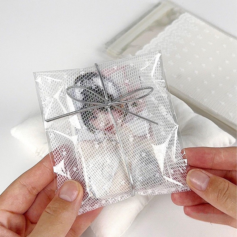 100 Pcs Lace Cellophane Bags, 5.9x3.9in White Self Sealing Cello