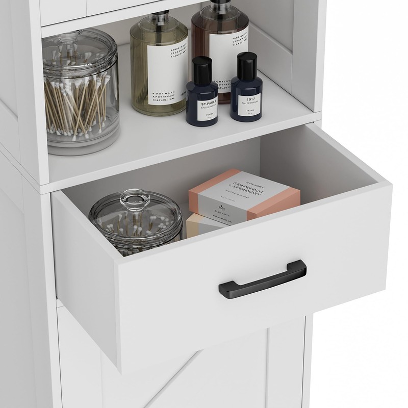 Homhedy 67" H Tall Bathroom Storage Cabinet with 2 Barn