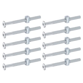 sourcing map 10Pcs Bed Frame Bolts, M6 x 75mm Hex Socket Head Screws Bolts Barrel Nuts Bunk Bed Bolt Furniture Screws with Slotted Head Barrel Nut for Chairs Cots, Silver