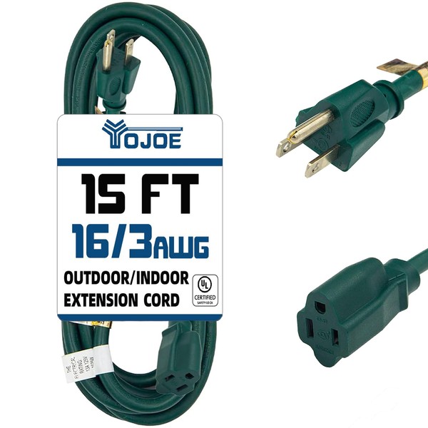 YOJOE - Cable de extensión de 15 pies, 1625 vatios,