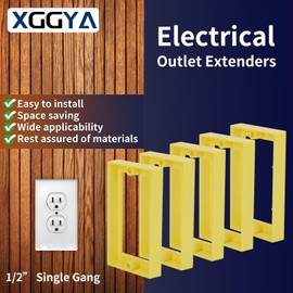 XGGYA Single Gang Receptacle Outlet Box Extenders 1/2",Include 2Screws (6-32 x 1.25),Electrical Outlet Extender for Electrical Outlet Box & Electrical Outlet Switches, Yellow (Pack of 1)
