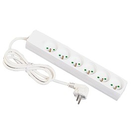 Power Strip 6 Sockets 16A + Earth Cable 1m