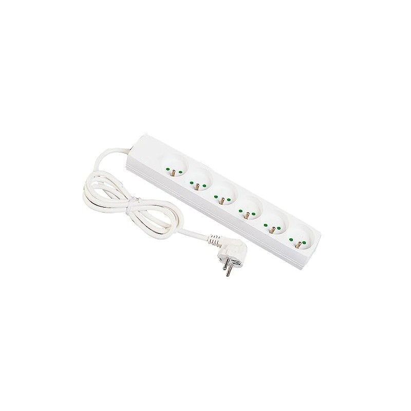 Power Strip 6 Sockets 16A + Earth Cable 1m
