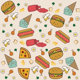 Fitzulam Splash Mat for Highchair, Easy Cleaning, Floor Protection, Waterproof and Non-Slip for Highchair, 132 x 132 cm (Hamburger)