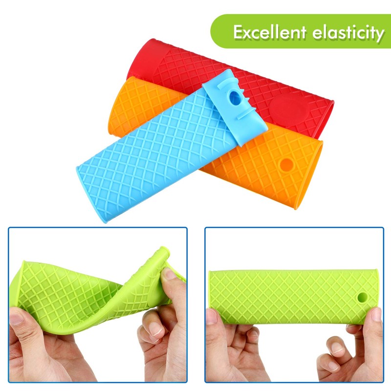 5 Pieces Silicone Hot Handle Holder Rubber Pot Sleeve Heat