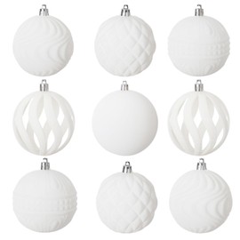 Senjie 36pcs Velvet Christmas Balls Flocked Christmas Tree Ball Ornaments Plastic Balls Xmas Hanging Ornaments Christmas Tree Decor White