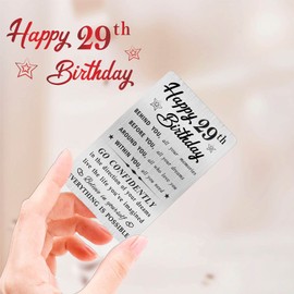 MOQIYXL Happy 29th Birthday Card for Men Women, Small Engraved Wallet Card for 29 Year Old Birthday Gifts