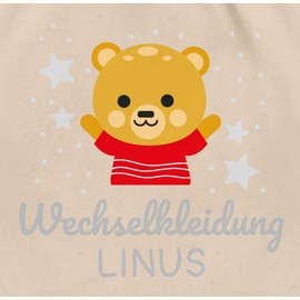 Geschenk mit Namen personalisiert by Shirtracer - Gym Bag Backpack - Nursery Bag Change Items Boys - Change Clothes Bear, 13 natural white, Unit size