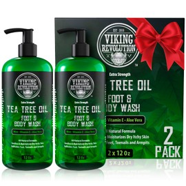 Viking Revolution Tea Tree Oil Body Wash Soap for Men - Helps Athlete's Foot, Toenail, Jock Itch, Eczema, Ringworm & Body Odors - Extra Strength Men's Body Wash (2 Pack)