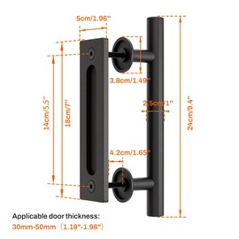 CCJH 9”/24cm Sliding Barn Door Handle Hardware, Pull Flush Door Handle, Black…