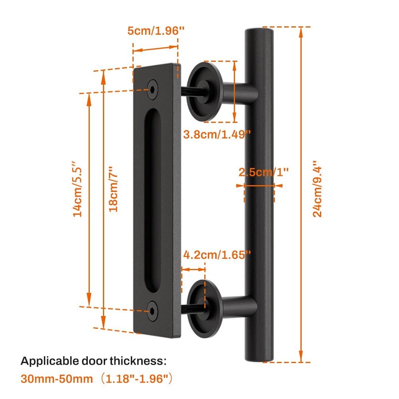 CCJH 9”/24cm Sliding Barn Door Handle Hardware, Pull Flush Door