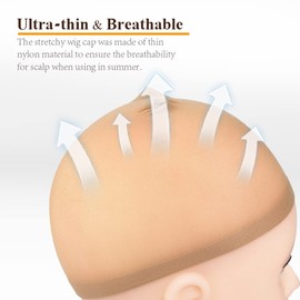 MORGLES Wig Caps, 20 Pcs Stocking Stretchy Nylon Nude Wig Caps For Women Man Light Brown