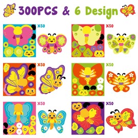 Haooryx DIY Butterfly Kids' Stickers - 300pcs Hello Spring Self-Adhesive Butterfly Stickers Roll Make Your Own Gift Wrapping Mix and Mtach GiftWrap Greeting Card Waterbottle Scrapbook Bullet Journal