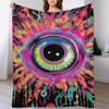 Throw Blankets, Blacklight Mushroom Eyes Blanket Premium Super Soft Cozy
