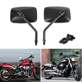 DREAMIZER Black 10mm Motorcycle Mirrors Universal Convex Rear View Side Mirrors with 7/8" Handlebar Mount Compatible with Honda Shadow Yamaha Suzuki Kawasaki Aprilia Ruckus Grom Shadow Vstar650