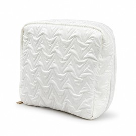 Selyra Makeup Pouch, Small, Square Shape, Freestanding, Large Capacity, Compact, White, Gusset, Stylish, Cute, Women's, Small Items Organization, For Travel