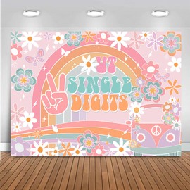 Mocsicka 7x5ft Peace Out Single Digits I'm 10 Backdrop Boho Hippie Groovy 10th Birthday Decorations for Girls Peace Love Daisy Flowers Happy 10th Birthday Banner Background Photo Props