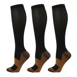 SKUNDU - Calcetines de compresión para mujeres y hombres, calcetines de compresión de 15 a 20 mmhg, 3 pares para enfermeras, Surtido C, Large-X-Large