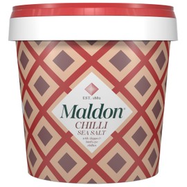 Maldon Chilli Sea Salt with Aleppo & Bird’s Eye Chillies, Perfect for a Wide Range of Dishes, Fantastic Burst of Flavour, Pyramid-Shaped Flakes - 500g Tub