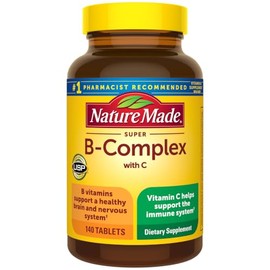 Nature Made - Supercomplejo B con vitamina C y ácido fólico, suplemento dietético para apoyo inmunológico, 140 comprimidos, suministro para 140 días |