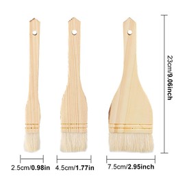 Flat Hake Brushes, Wooden Handle Wool Brush for Home Use, Artist Paintbrushes for Wash Ceramic Oil DIY Arts Crafts Supplies
