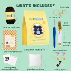 Easy Crochet Kit for Beginners Animals - Learn to Crochet Kits for Beginners - Teddy Crochet Box