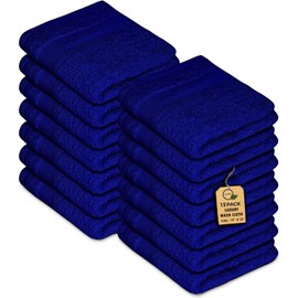 Premium Wash Cloths Pack of 12 (13" x 13" Inches)- 100% Combed Ring Spun Cotton WashCloth - Luxury Washcloths – Ultra Soft Face Towels - Highly Absorbent Wash Cloth for Face (Grey) (Royal-Blue)