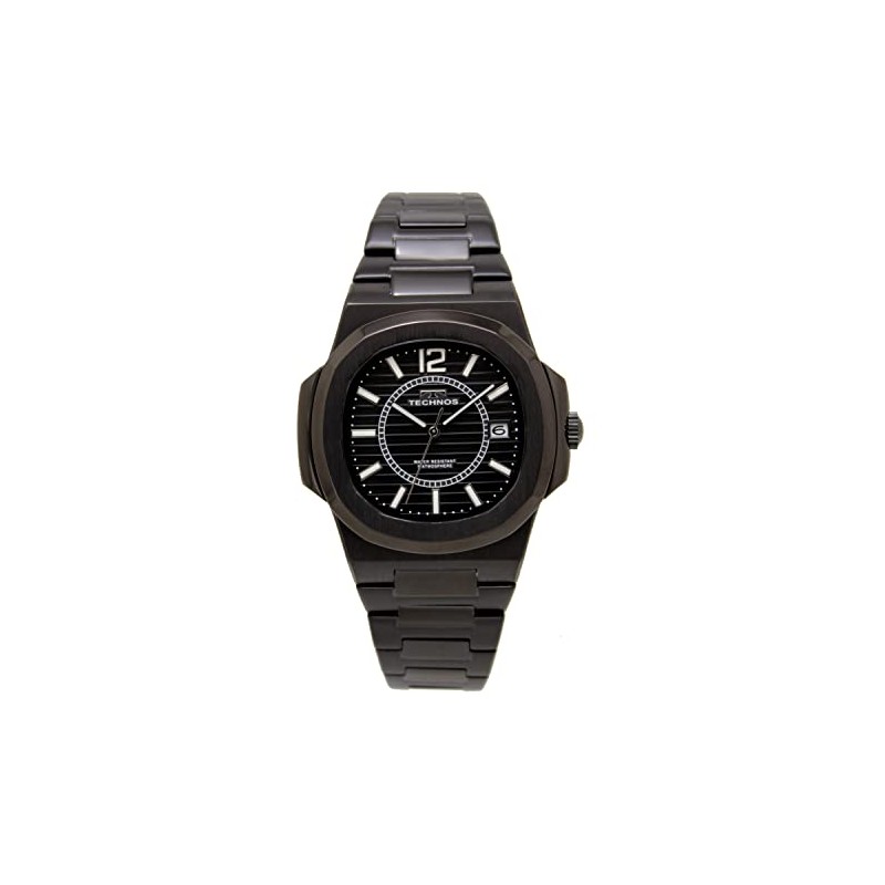 Technos Date T9B44BB Men's Watch, Black, Black, Bracelet Type