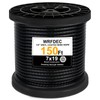 WRFDEC 150Ft 1/4" Black Vinyl Coated Wire Rope,7x19 Strand Aircraft