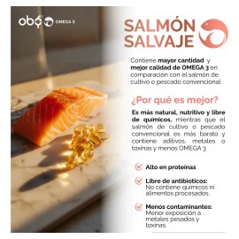 Omega 3 Premium 1300mg | Aceite De Salmon Oil Ultra Puro | Alto Epa Y Dha Como Tg | Tecnologia Sin Sabor Sin Olor | Oby Suplemento Alimenticio Omega Tres Fish | Vitaminas Mujer Hombre | 60 Capsulas