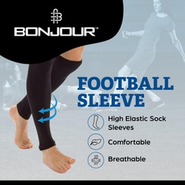 BONJOUR SPORTSWEAR - Football Sock Sleeves To Accompany Grip Socks - Fits Over the Calf/Shin Pads - Adult Size fIt for both Men and Women to Match your Team Kit
