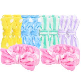 Casoty Spa Headbands - 10 Pcs Soft Coral Fleece Bow Headbands for Face Washing, Shower, Skin Care, Yoga