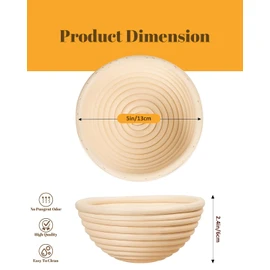 Banneton Bread Proofing Basket, Proofing Basket for Sourdough Bread Baking, Indonesian Rattan Bread Bowl Sourdough bread Baking Supplies with Linen Liner (5" Round Basket x 3)