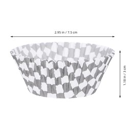 Ciieeo 100pcs Black and White Cupcake Wrappers Racing Flag Cupcake Liner Muffin Baking Case Liners Holder for Baby Shower