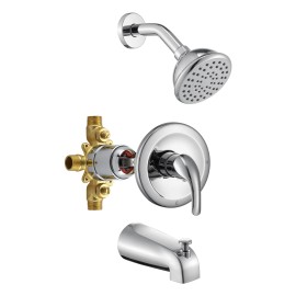 USA Warehouse Delivery Wall Mounted Black Bathroom Shower Faucets with Pressure Balance Valve and Tub SpoutBath & Shower Faucet Type: In-Wall Shower Faucets, Color: Polished Chrome