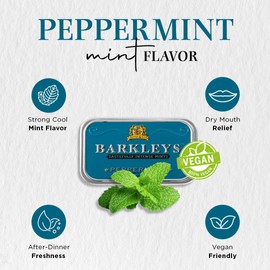 Barkleys Peppermint Breath Mints - Breath Mint, Mints Travel Size, After Dinner Mints, Peppermints Breath Freshener, Peppermint Candy in Reusable Classic Travel Tins, Vegan, 6 Pack - 50 Count Each