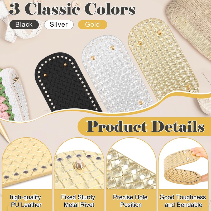 Coitak 3+6 PCS Bag Bases for Crochet with Purse Handles,