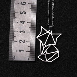 kkjoy Cute Fox Pendants Necklaces Stainless Steel Origami Chain Necklaces Best Friend Necklace Jewellery for Women Girls Animal Lovers Gifts