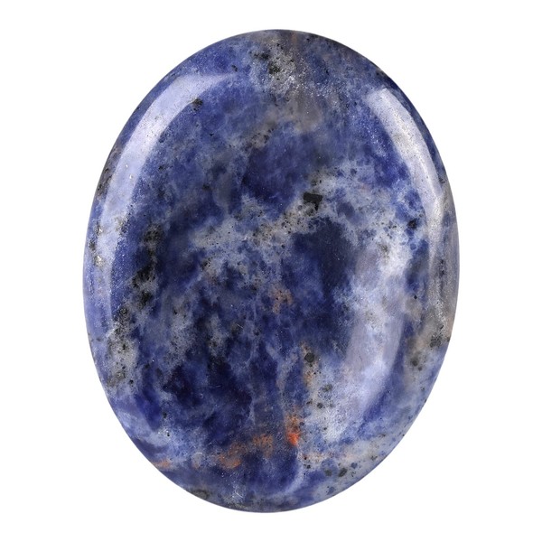 Amogeeli Natural Sodalite Thumb Worry Stone Anxiety Healing Crystal Energy Pocket Palm Stones for Reiki Chakra Meditation 4.5x3.5x0.7 cm