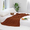 Aormenzy Dark Terracotta Knit Throw Blankets Cable Knit Decorative Throw