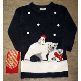 Primark girls WINTER DRESS KNIT POLAR BEARS NEW NWT size 2/3T with TIGHTS! red SO CUTE!