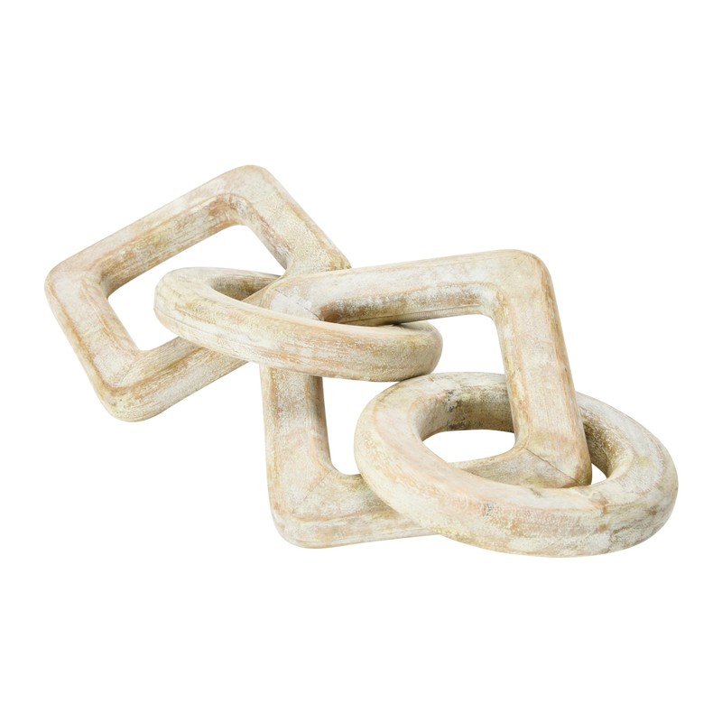 Creative Co-Op Mango Wood Chain Décor, Whitewashed