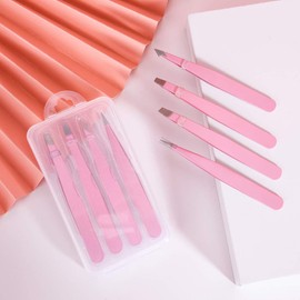 Eyebrow Tweezers Set with Storage Case 4PCS Daily for Eyebrow Makeup & Hair Removal Stainless Steel Eye Brow Tweezers Set VCXN