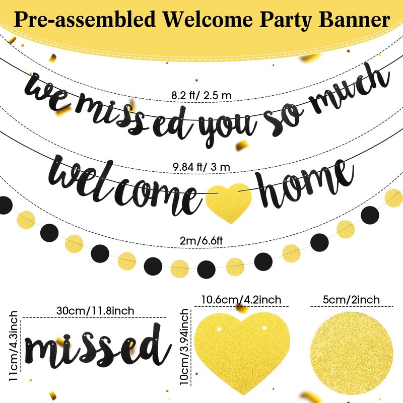 Navy Blue Silver Welcome Home We Missed You Decoration Kit