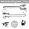 4 Pcs Wire Rope Clamps, 4mm Stainless Steel Swaged Fork
