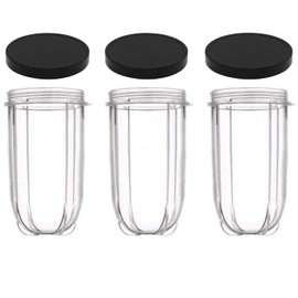 16oz Cups 6 Piece Set - 3 Replacement Cups WITH LIDS for Magic Bullet Blender LIDS INCLUDED