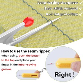 3Pc New Upgraded 3 in 1 Automatic Needle Threaders Seam Ripper with Magnetic Storage Needle Box,Needle Threaders Quick Sewing Kit (Yellow)